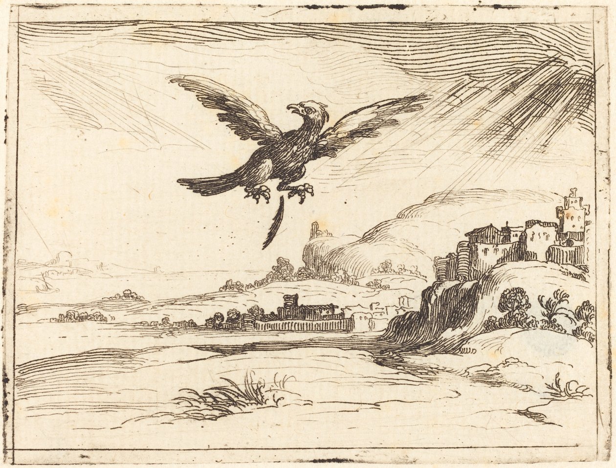 A sas elveszti egy régi tollat, 1628. alkotó: Jacques Callot