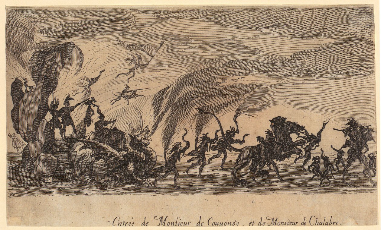 Monsieur de Couvonge és Monsieur de Chalabre belépése, „A lovagi torna” című sorozat 5. lapja alkotó: Jacques Callot
