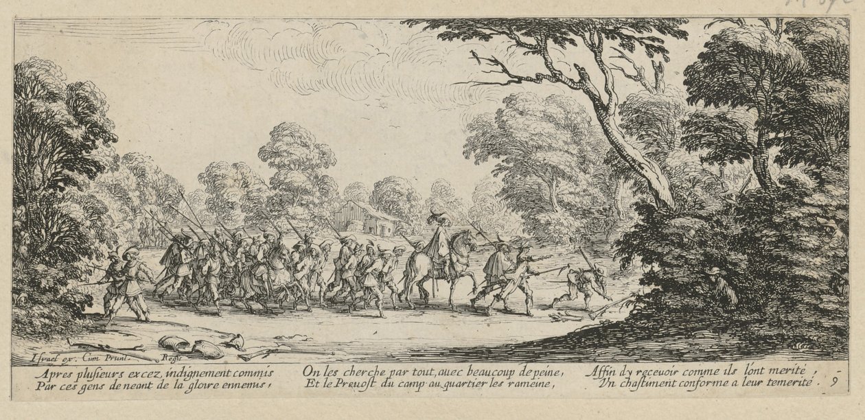 A bűnözők leleplezése, a „A háború borzalmai” című sorozat 9. része alkotó: Jacques Callot