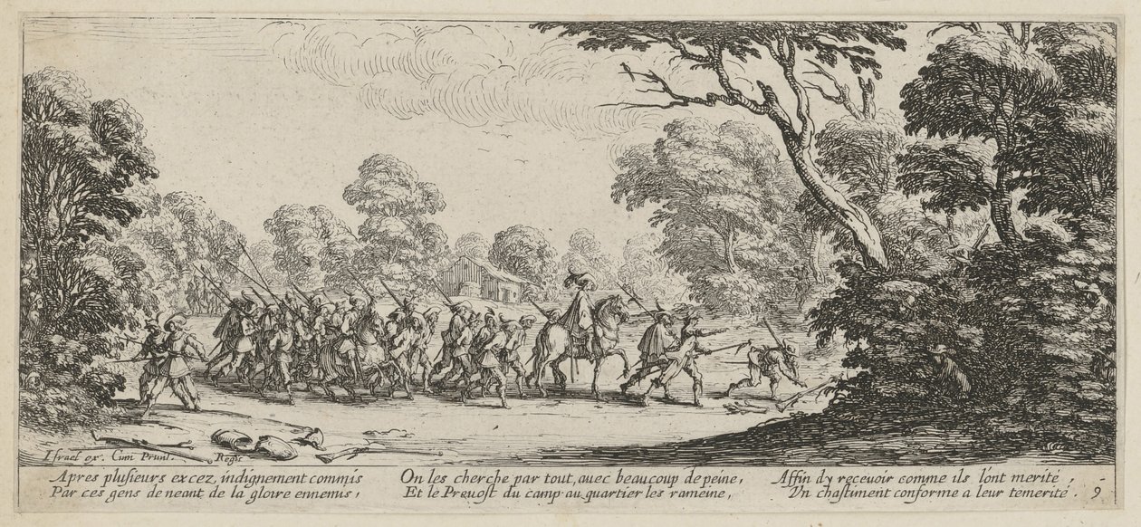 A bűnözők leleplezése, a „A háború borzalmai” című sorozat 9. része alkotó: Jacques Callot