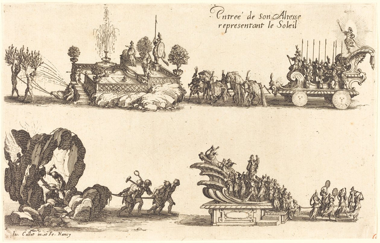 Őfelsége belépője, a Napot ábrázolva alkotó: Jacques Callot