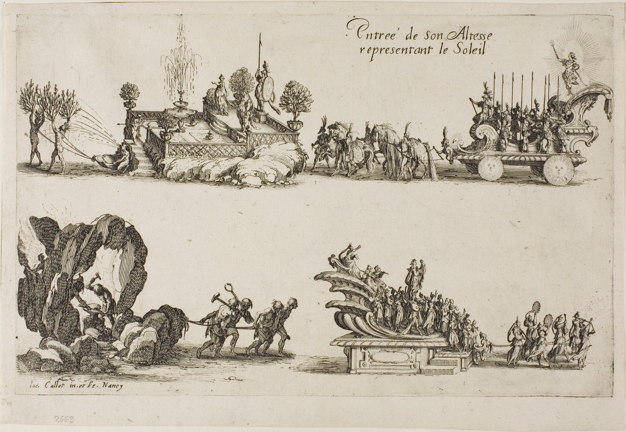 Őfelsége, a Napot képviselő bejegyzése a Harc a sorompónál című részből alkotó: Jacques Callot