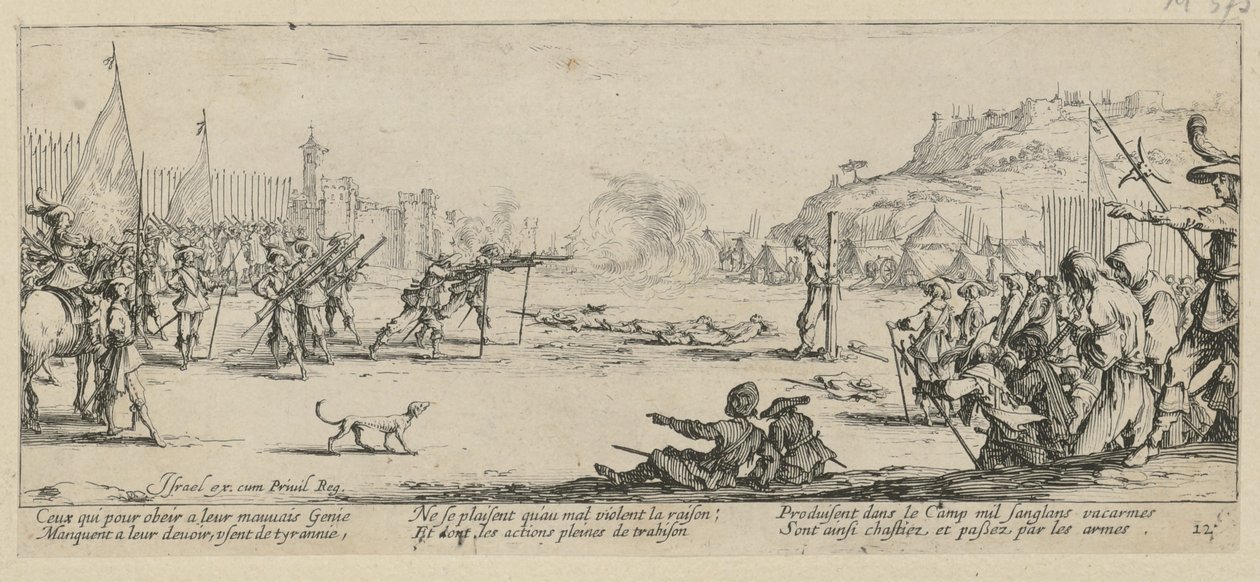 Lelőés, a „A háború borzalmai” című sorozat 12. része alkotó: Jacques Callot
