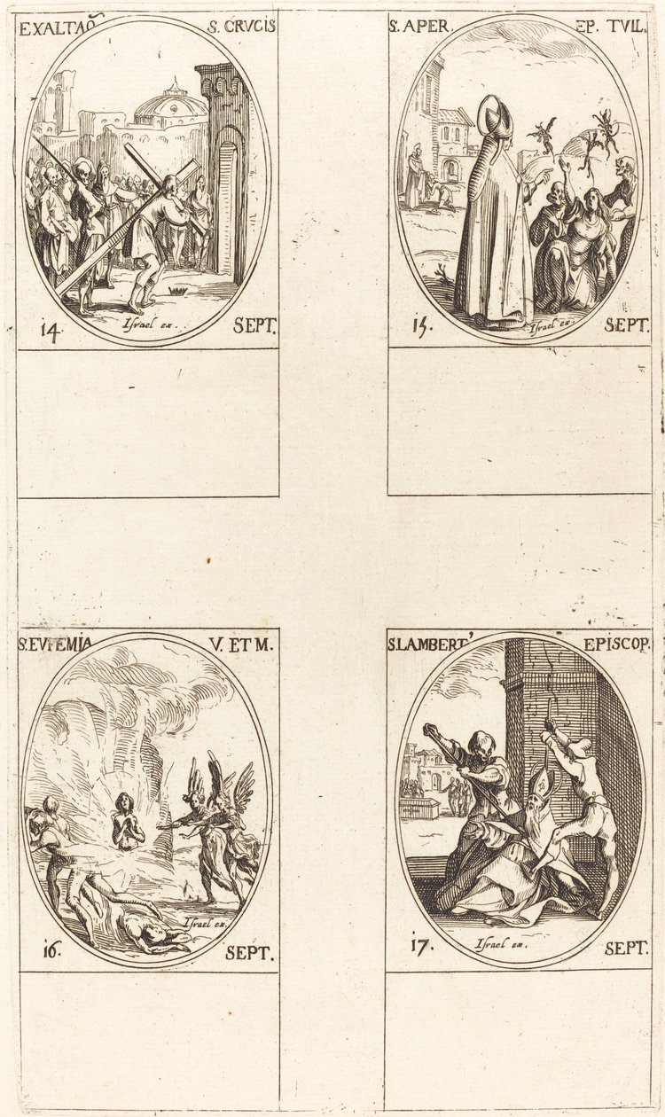 a Szent Kereszt felmagasztalása; St. Aper; Szent Eufémia; St. Lambert alkotó: Jacques Callot