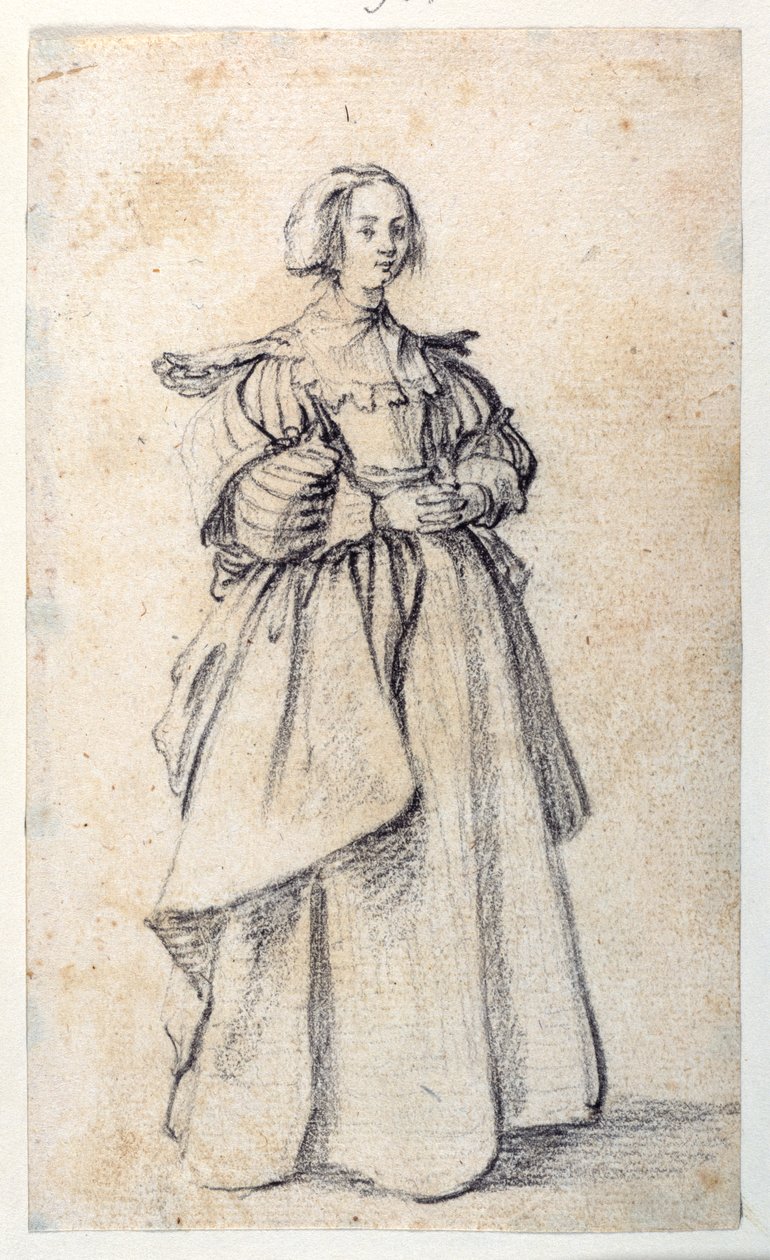 Női figura (fekete kréta papíron) alkotó: Jacques Callot