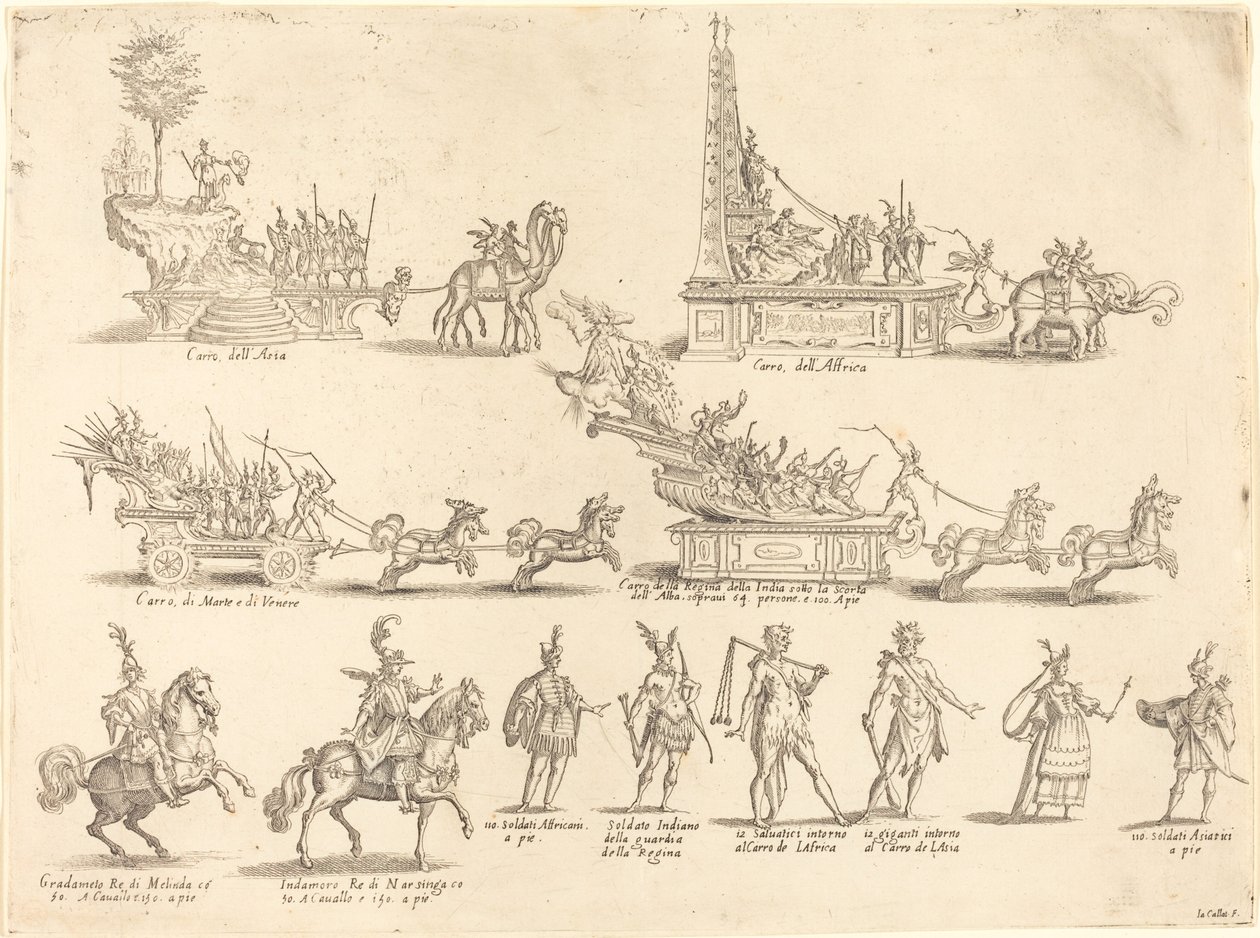 Úszók és résztvevők alkotó: Jacques Callot