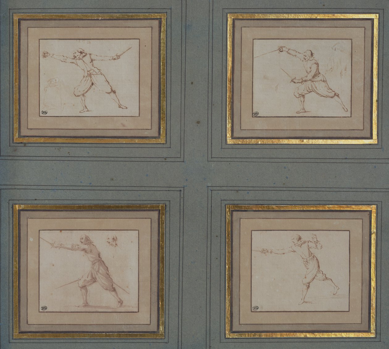 Négy vívótanulmány, 1766-69 alkotó: Jacques Callot