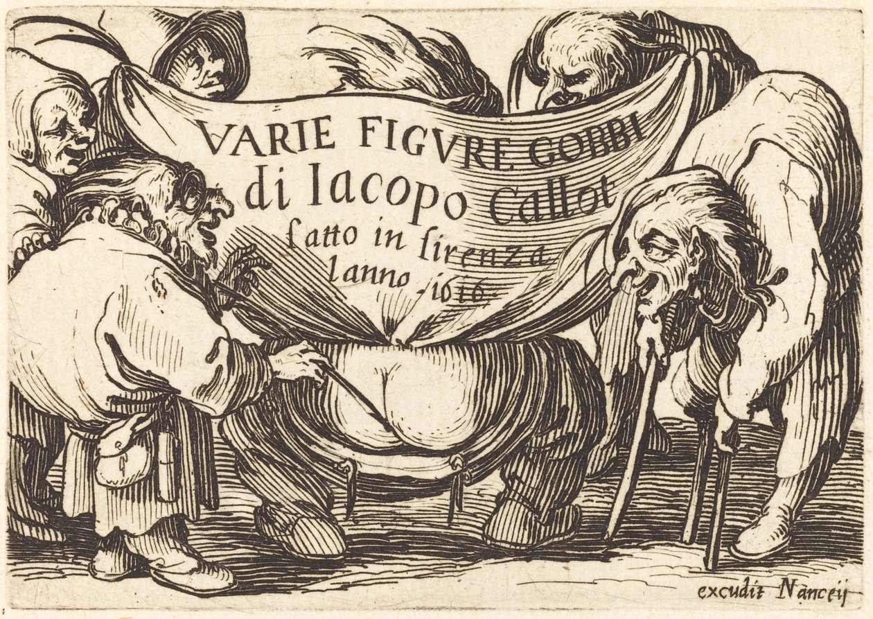 A "Varie Figure Gobbi" (különféle púpos figurák) elülső része alkotó: Jacques Callot
