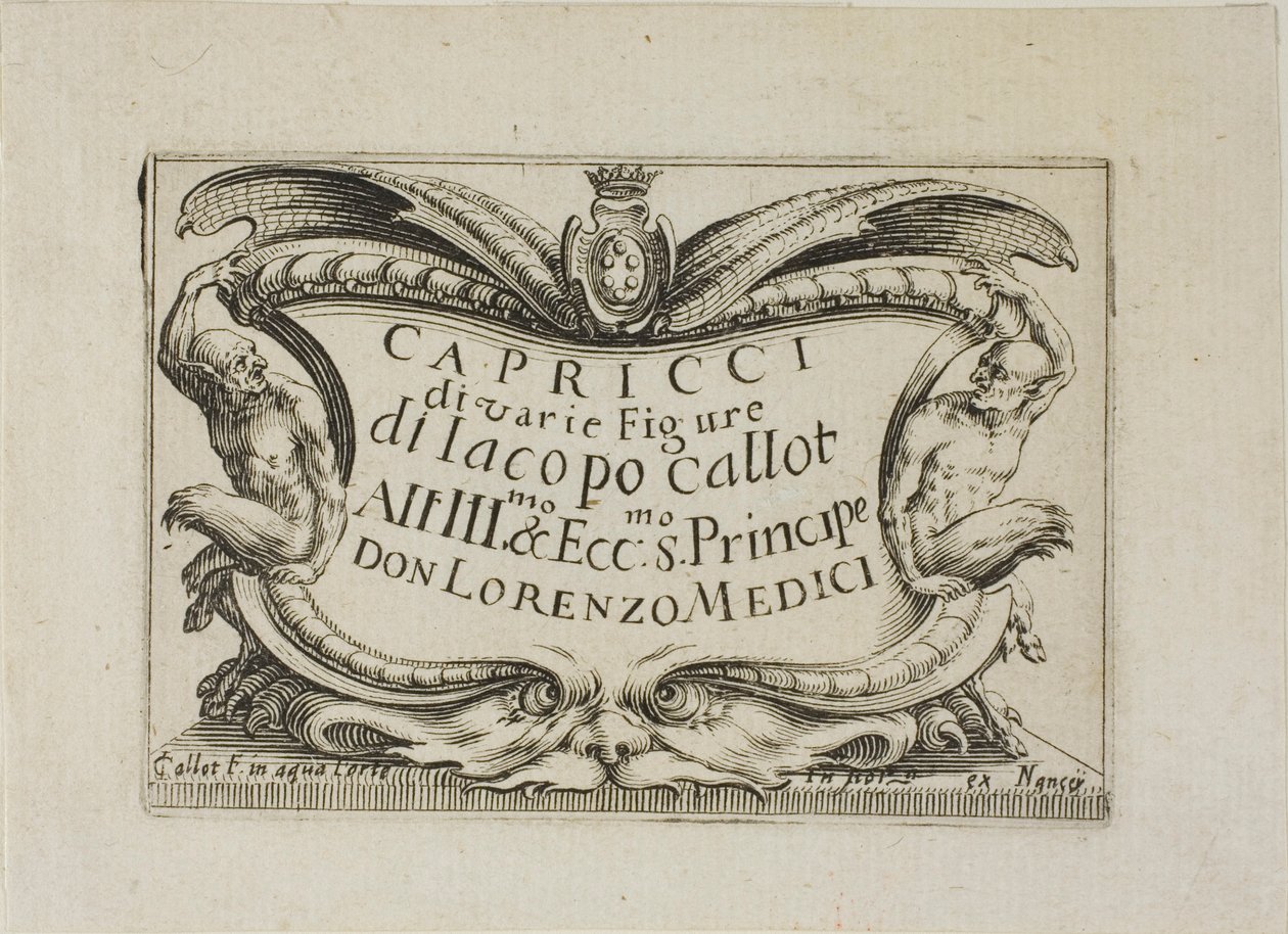 Előlap, a Capricce különböző alakok (The Caprices) - The Nancy Set alkotó: Jacques Callot