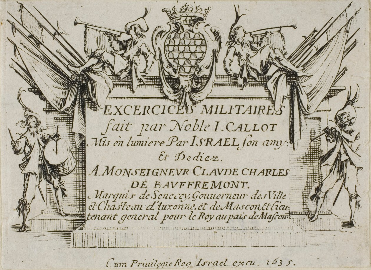 Frontispiece, a katonai gyakorlatokból alkotó: Jacques Callot