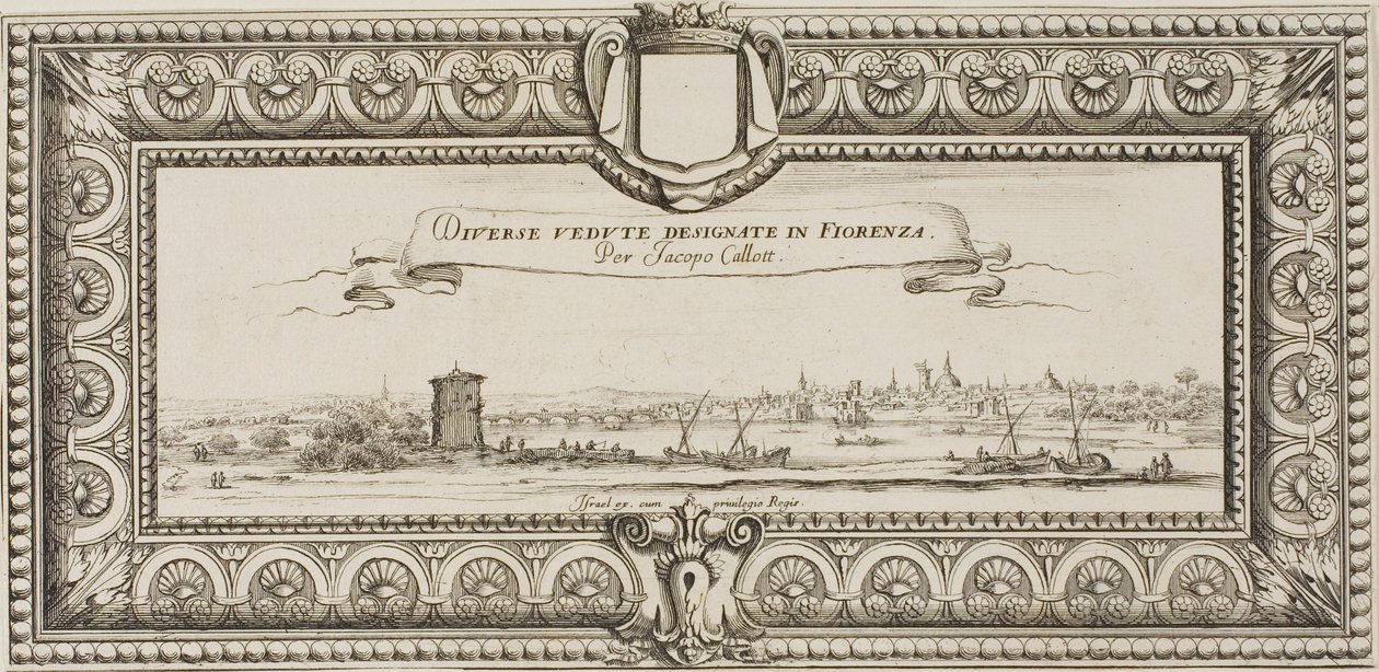 Frontispiece, a Firenzében tervezett különféle jelenetekből alkotó: Jacques Callot