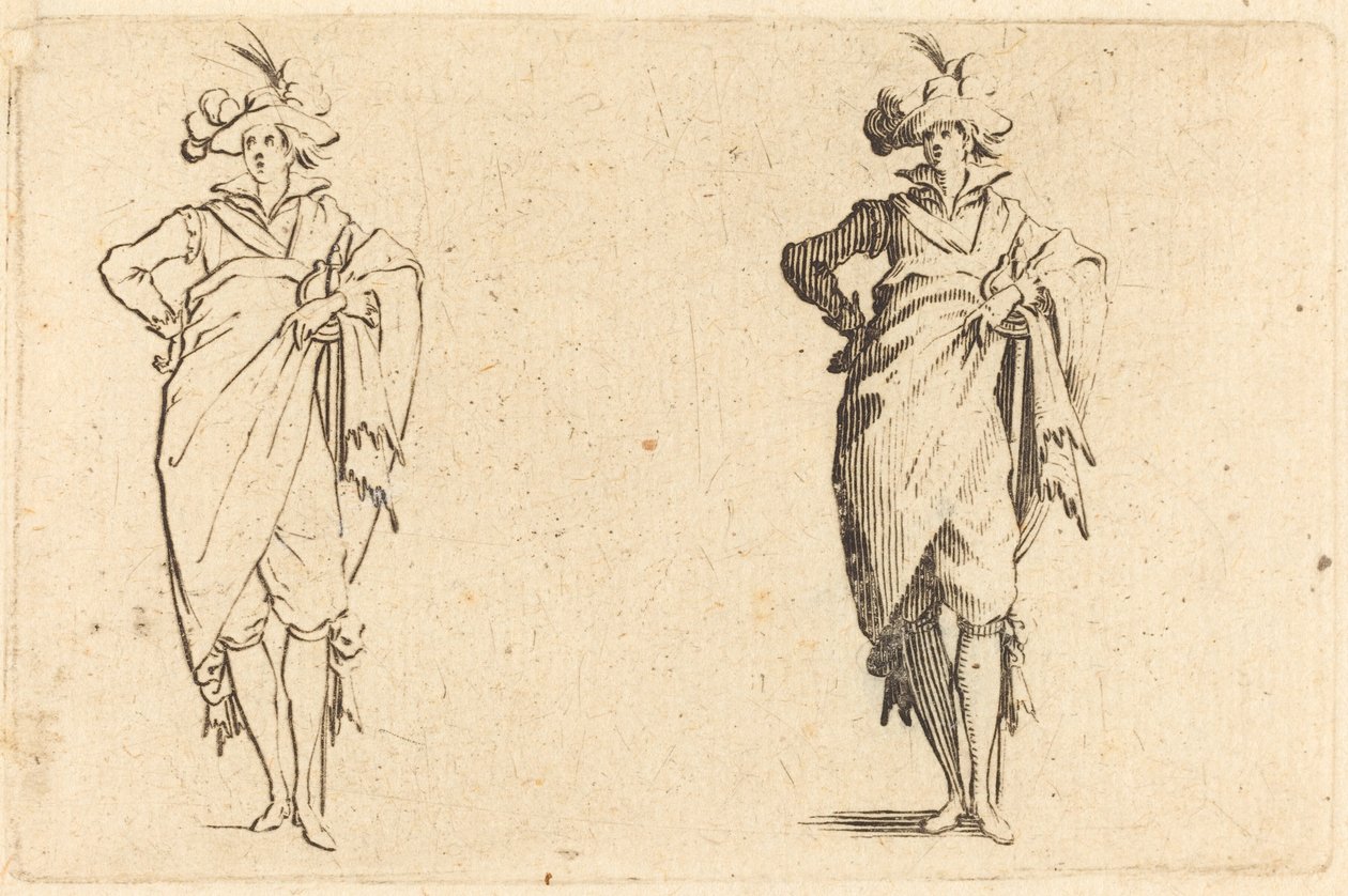 Gentleman elölről nézve csípőre tett kézzel alkotó: Jacques Callot