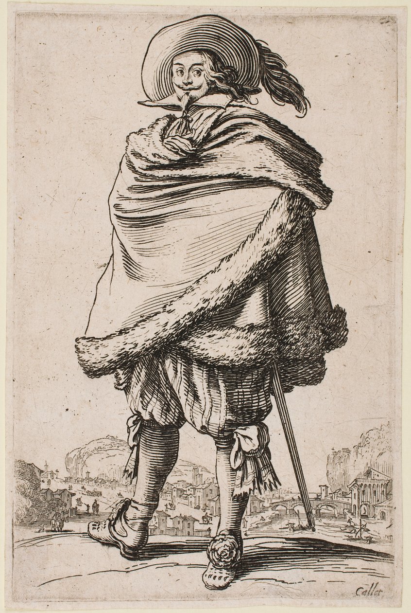 Szőrmével szegett köpenybe burkolt úriember, a „The Nobility” sorozatból alkotó: Jacques Callot