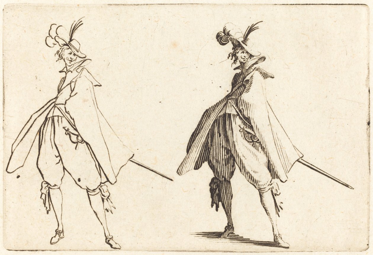 Úriember nagy köpenyben, elölnézet alkotó: Jacques Callot