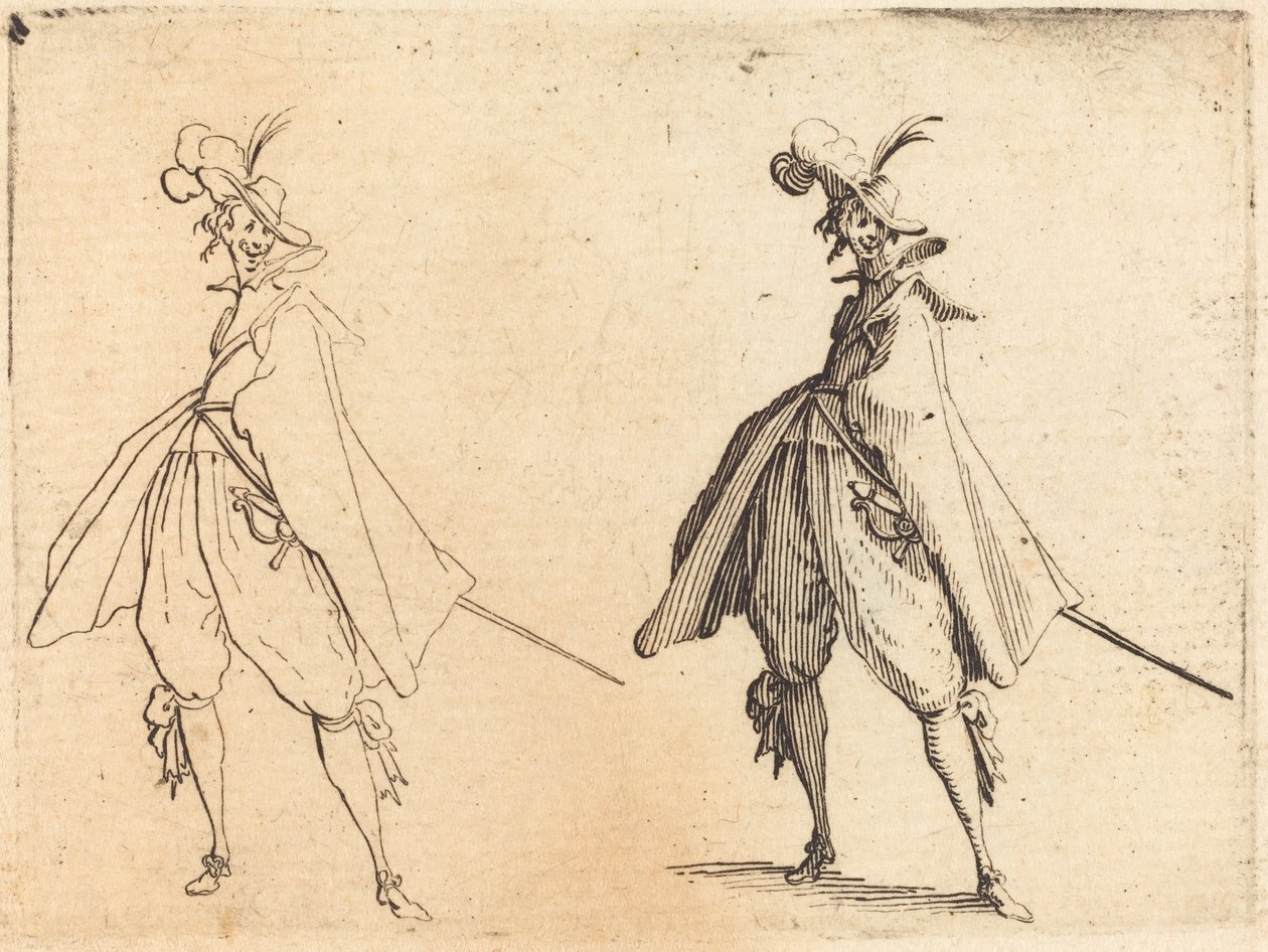 Úriember nagy köpenyben, elölnézet alkotó: Jacques Callot