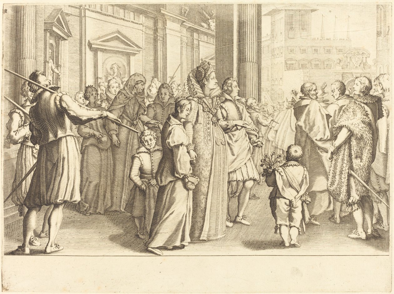 Nagyhercegnő a fiatal lányok körmenetén alkotó: Jacques Callot