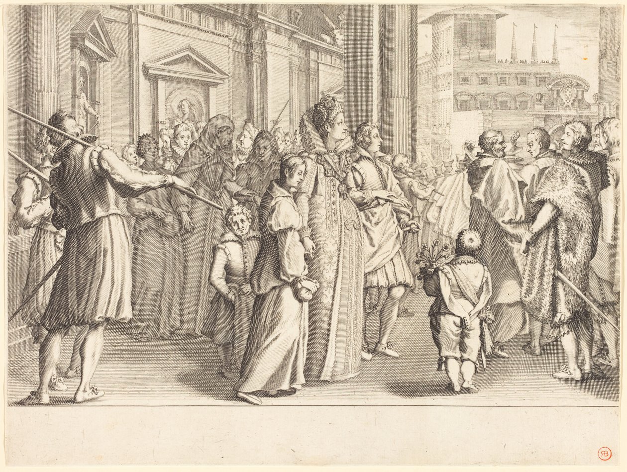 Nagyhercegné a fiatal lányok körmenetén alkotó: Jacques Callot