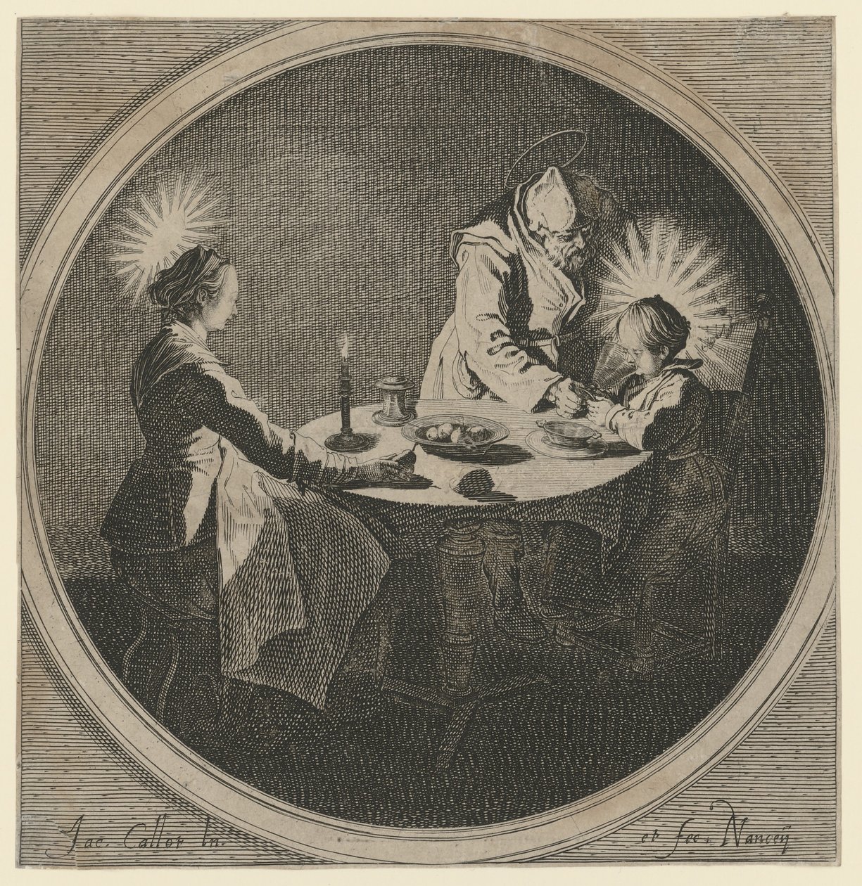 Szent család az asztalnál alkotó: Jacques Callot