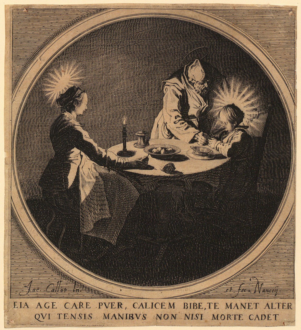 Szent család az asztalnál alkotó: Jacques Callot