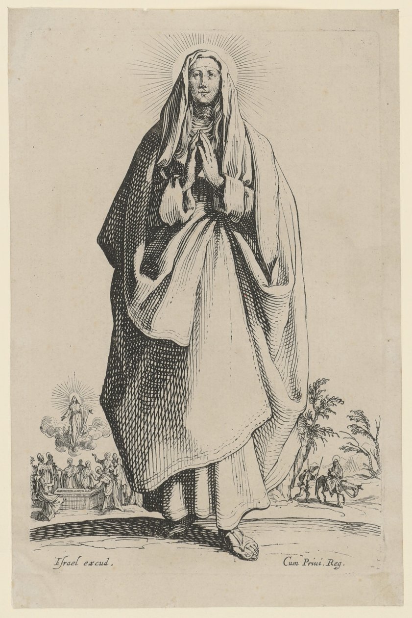 Szűz Mária, a „Jézus, a tizenkét apostol és Mária” sorozat 3. lapja alkotó: Jacques Callot