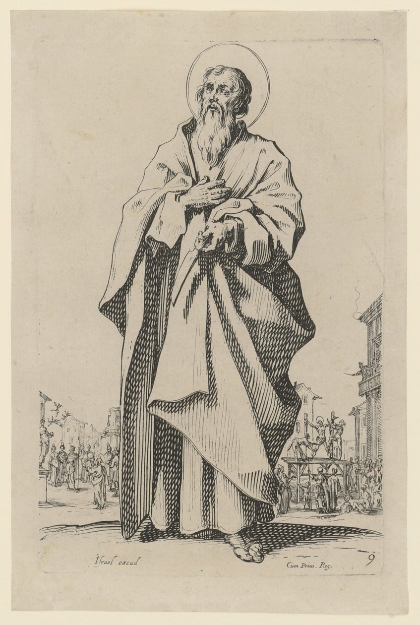 Szent Bertalan, a „Jézus, a tizenkét apostol és Mária” sorozat 12. lapja alkotó: Jacques Callot