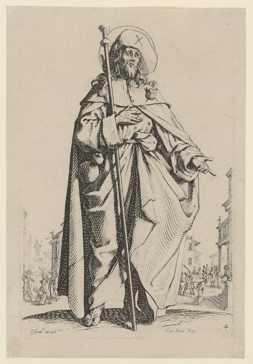 Szent Jakab az Idősebb, a „Jézus, a tizenkét apostol és Mária” sorozat 7. lapja alkotó: Jacques Callot