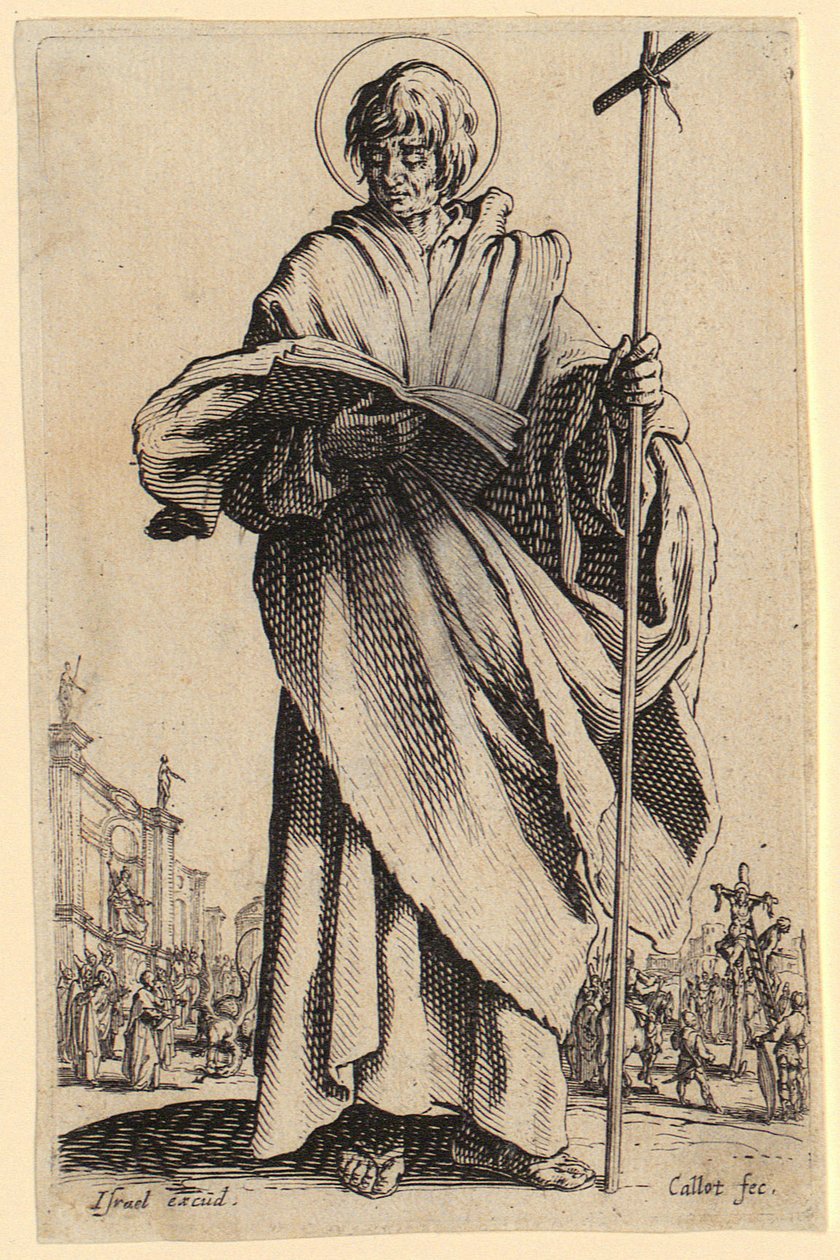 Idősebb Szent Jakab, a „Jézus, a tizenkét apostol és Mária” sorozat 7. lapja alkotó: Jacques Callot