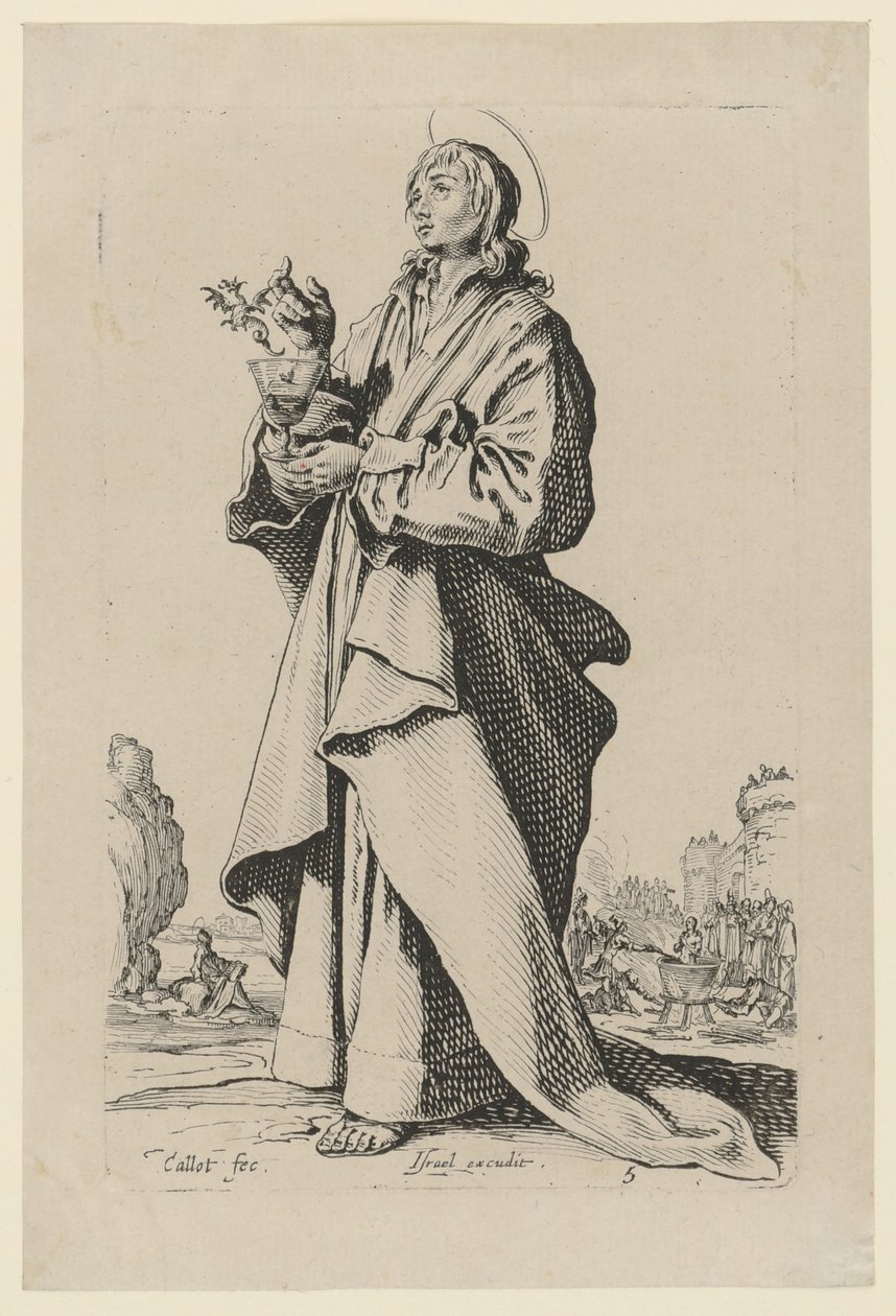 Szent János evangélista, a „Jézus, a tizenkét apostol és Mária” sorozat 8. lapja alkotó: Jacques Callot