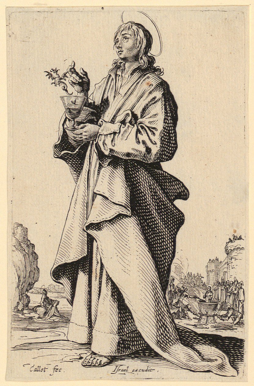 Szent János evangélista, a „Jézus, a tizenkét apostol és Mária” sorozat 8. lapja alkotó: Jacques Callot