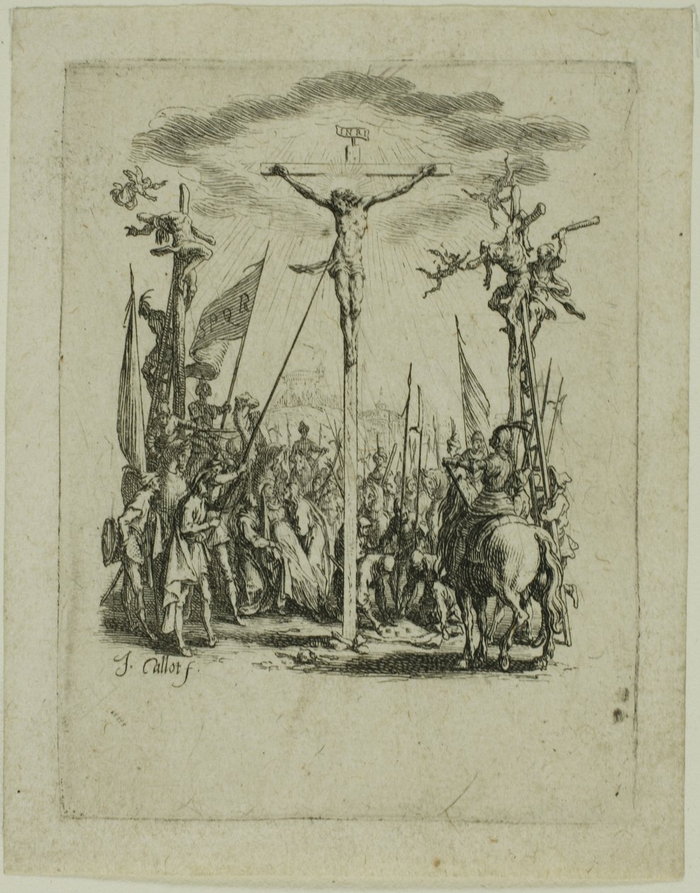 Jézust átszúrják egy lándzsával, A kis passióból alkotó: Jacques Callot