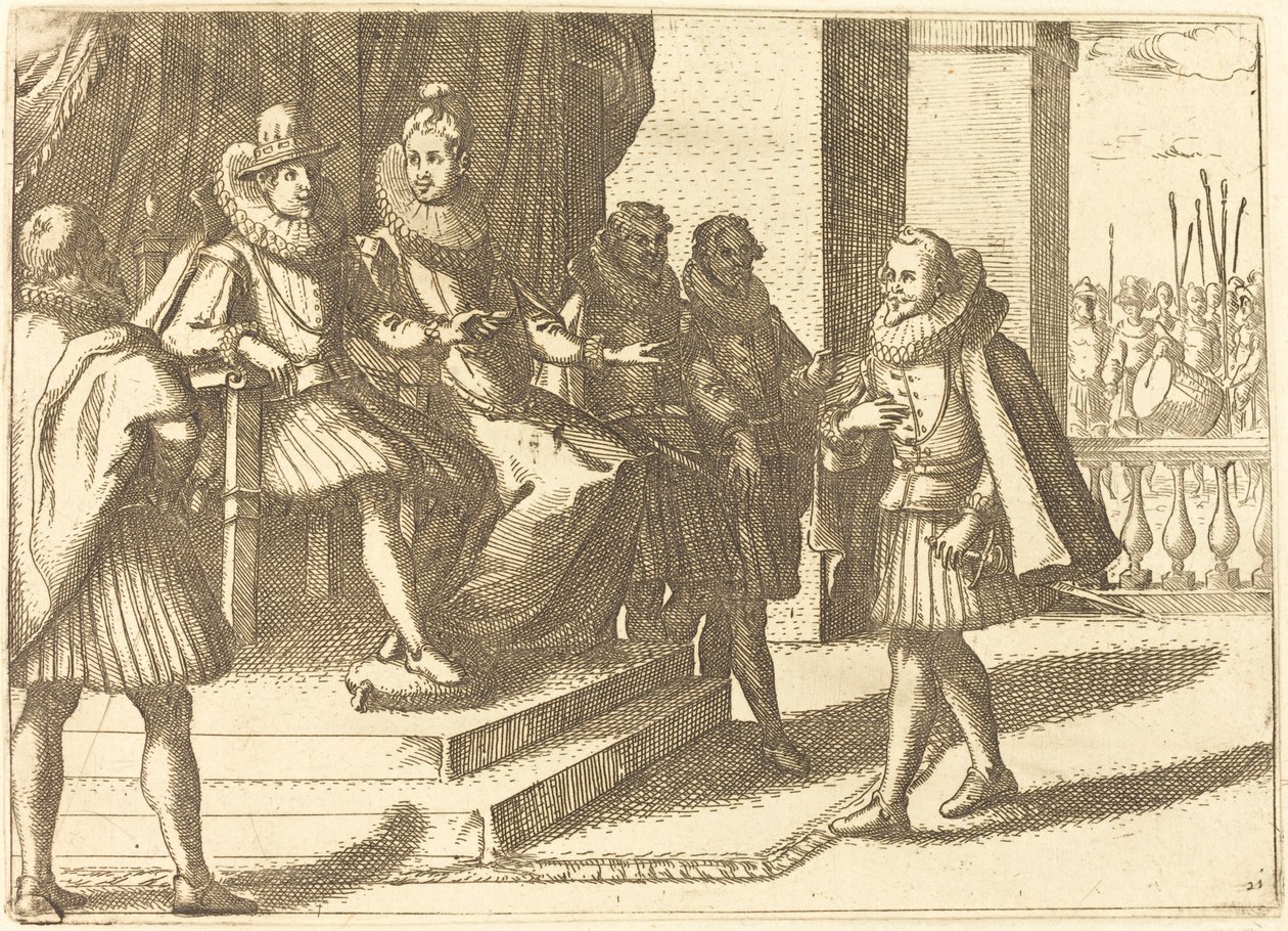Király és királyné tanácskozásban a törökökről alkotó: Jacques Callot