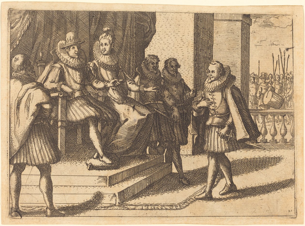 Király és királyné tanácskozásban a törökökről, 1612. alkotó: Jacques Callot