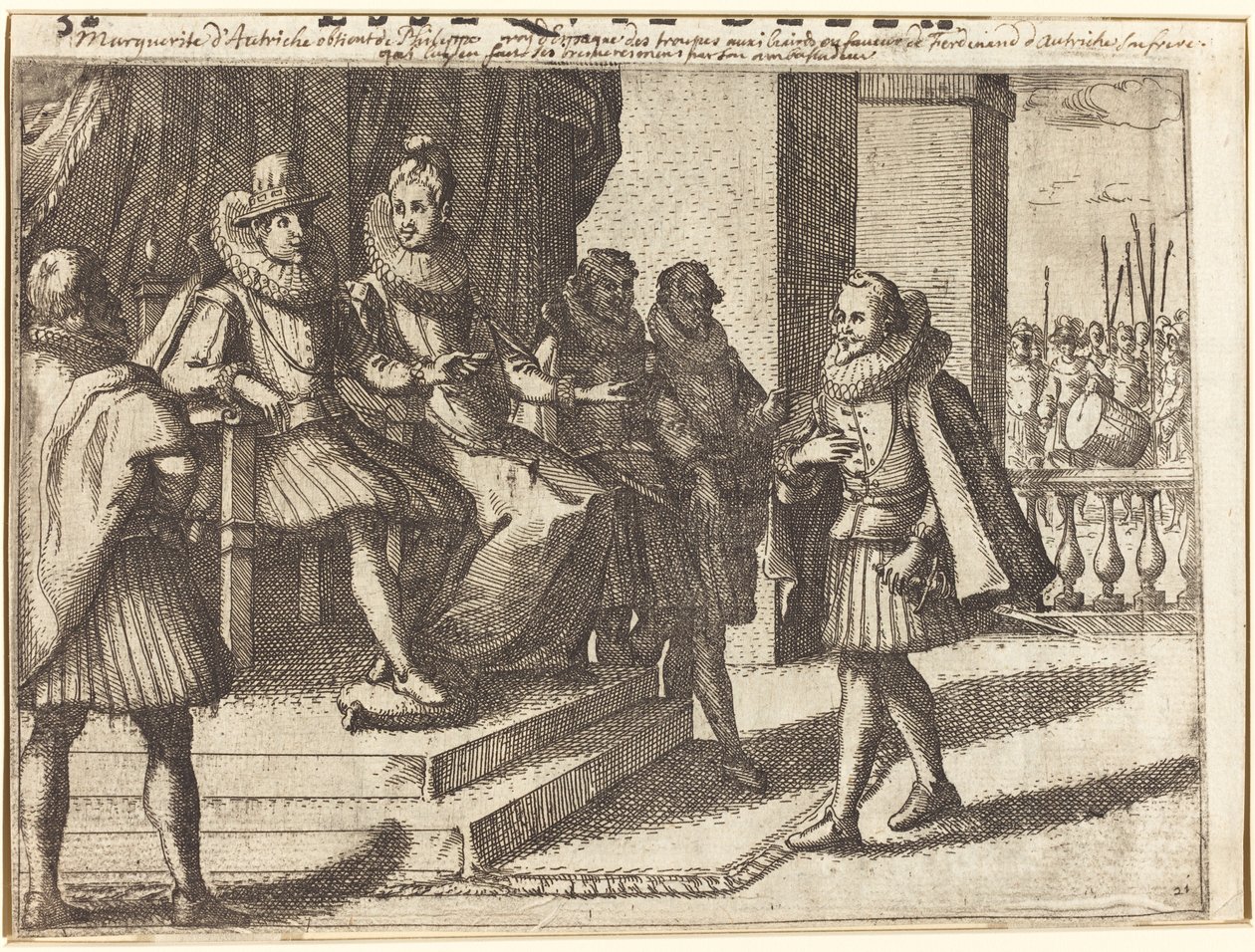 Király és királyné tanácskozásban a törökökről [recto] alkotó: Jacques Callot