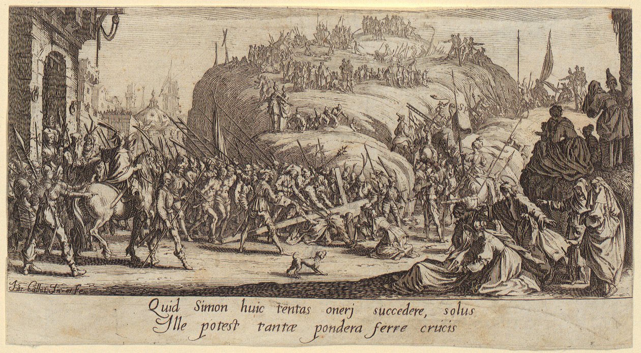 Keresztviselés, a „Nagy Passió” sorozat 6. lapja alkotó: Jacques Callot