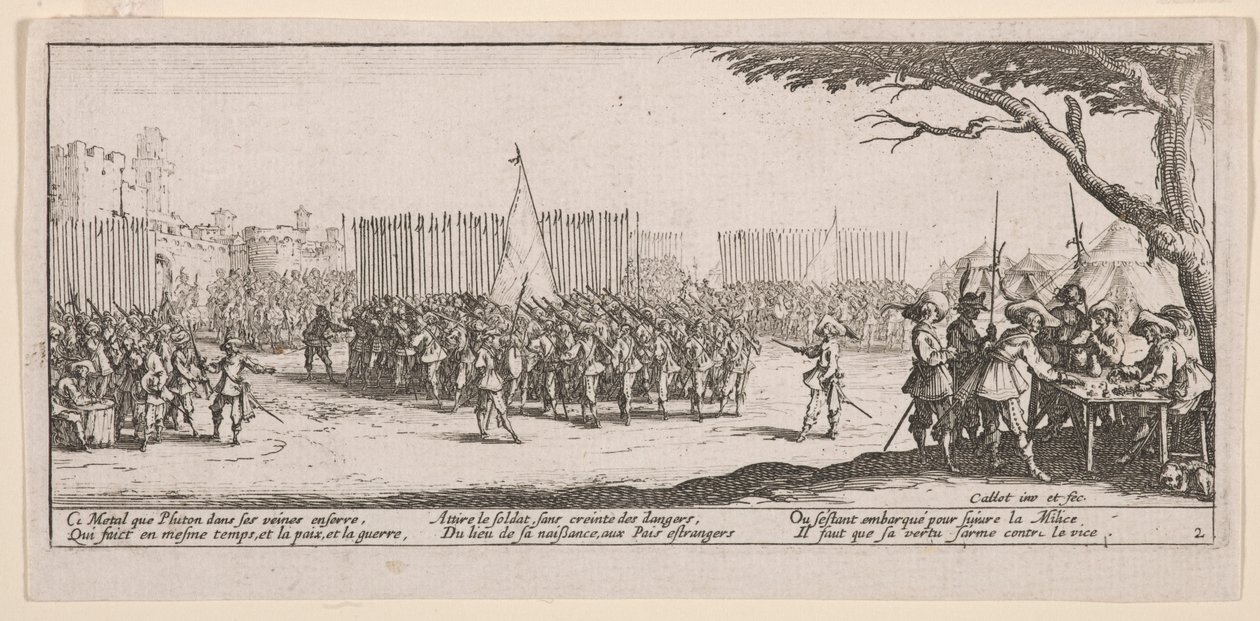 A csapatok besorolása, illusztráció A háború nagy nyomorúságaiból alkotó: Jacques Callot