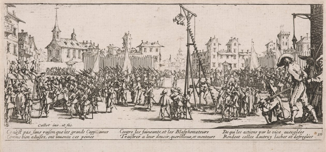 A Strapado, illusztráció A háború nagy nyomorúságaiból alkotó: Jacques Callot