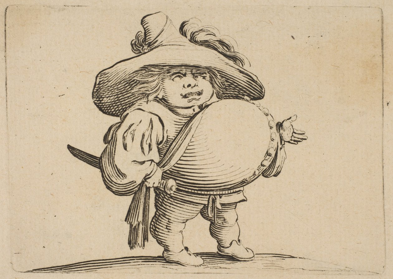 A nagy hasú férfi gombsorral díszített Férfi nagy hasával díszítve w..., 1616-22. alkotó: Jacques Callot