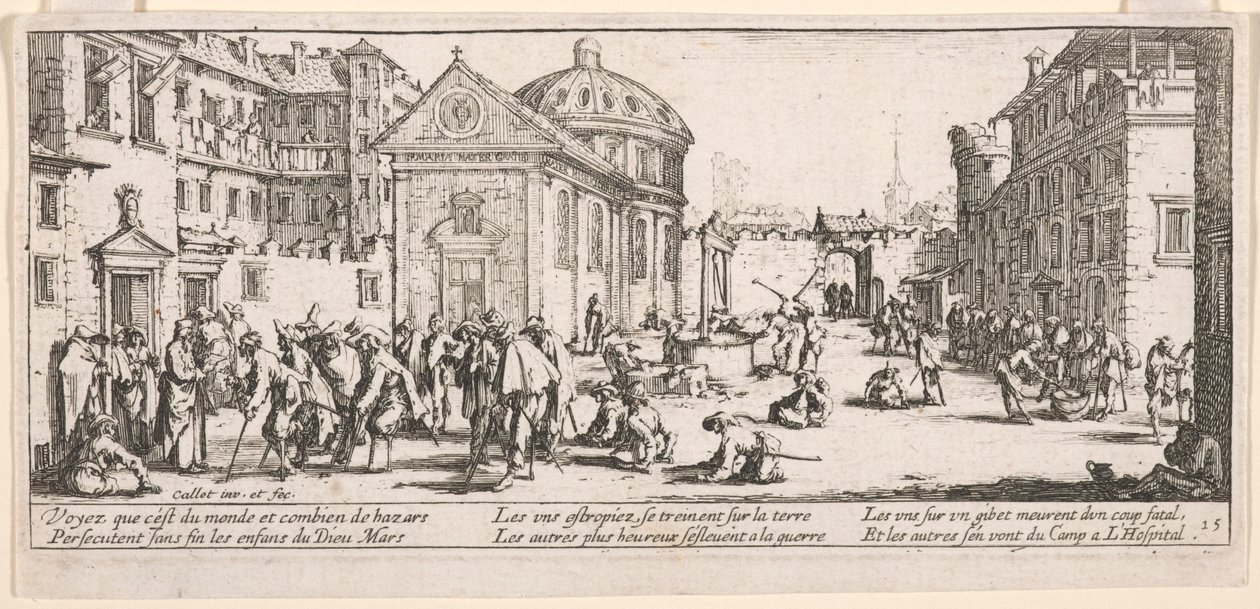 A kórház, illusztráció A háború nagy nyomorúságaiból alkotó: Jacques Callot