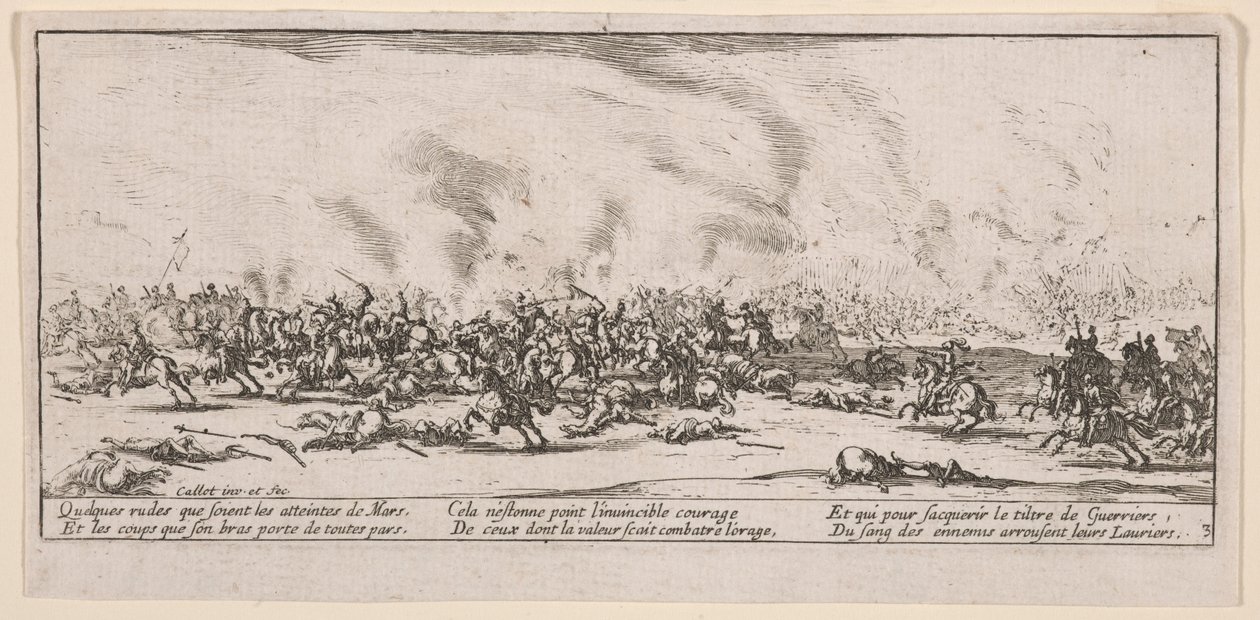 A csata, illusztráció A háború nagy nyomorúságaiból alkotó: Jacques Callot