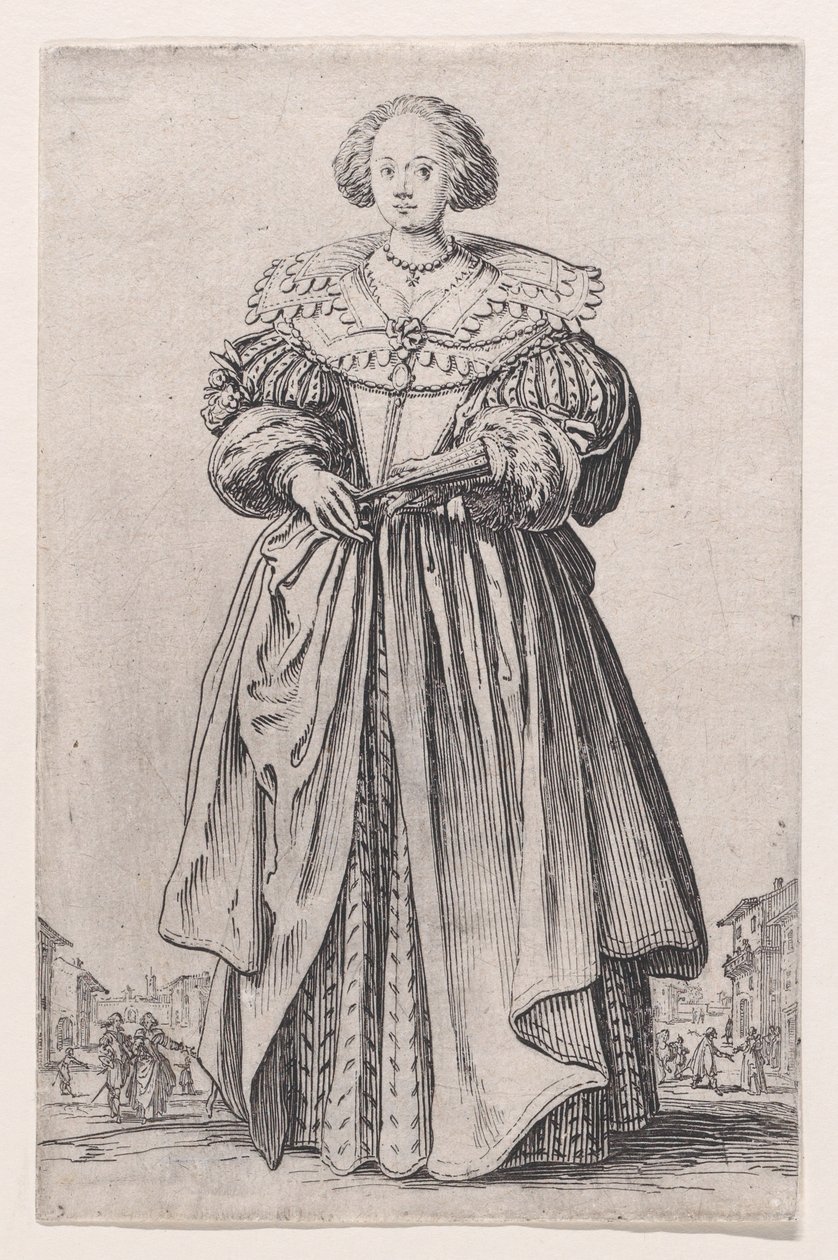A legyezős hölgy, „A nemesség” című sorozatból alkotó: Jacques Callot