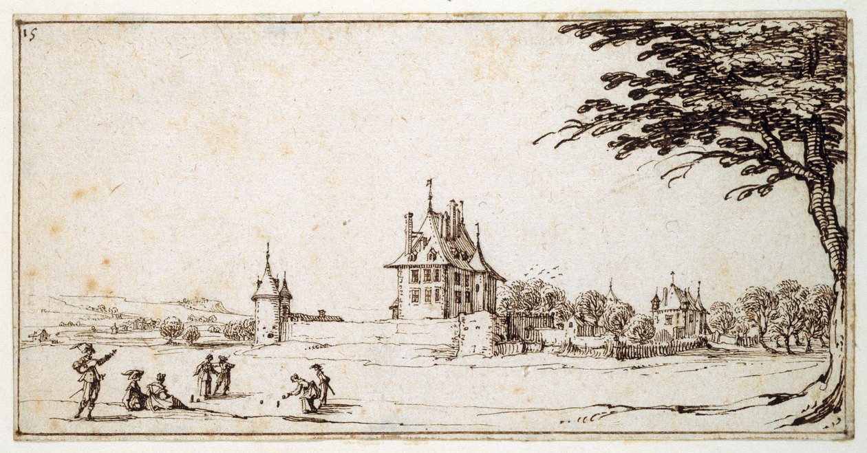 La Neuve Malgrange (toll és barna tinta papíron) alkotó: Jacques Callot