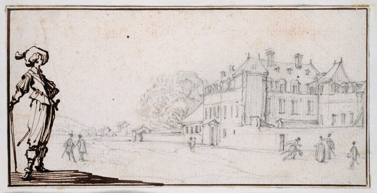 La Romaine, Claude Deruet tulajdona (fekete kréta és tinta papíron) alkotó: Jacques Callot