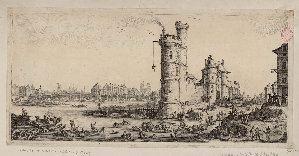 A Nesle-torony és a Pont-Neuf látképe alkotó: Jacques Callot