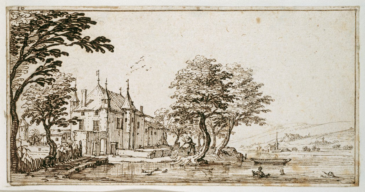 La Vieille Malgrange (toll és barna tinta papíron) alkotó: Jacques Callot
