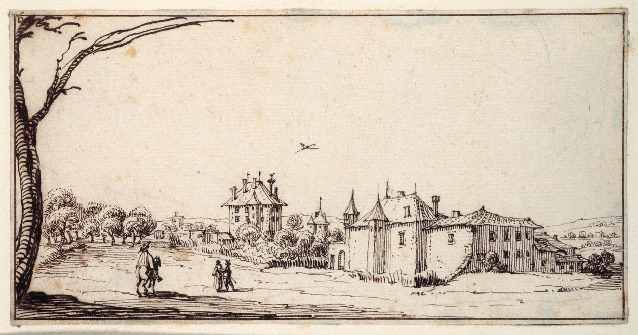 La Vieille et la Neuve Malgrange (toll és barna tinta papíron) alkotó: Jacques Callot