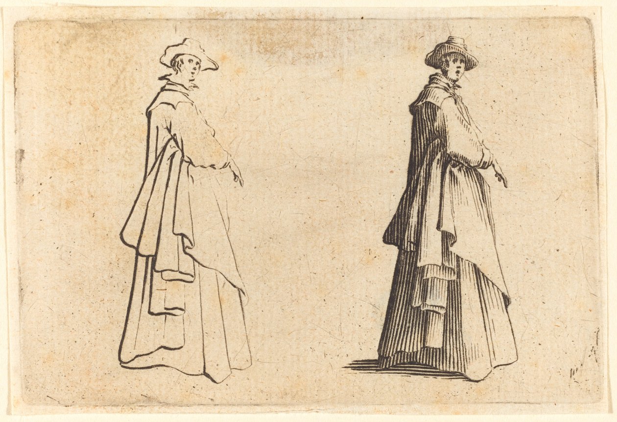 Hölgy nagykabátban alkotó: Jacques Callot