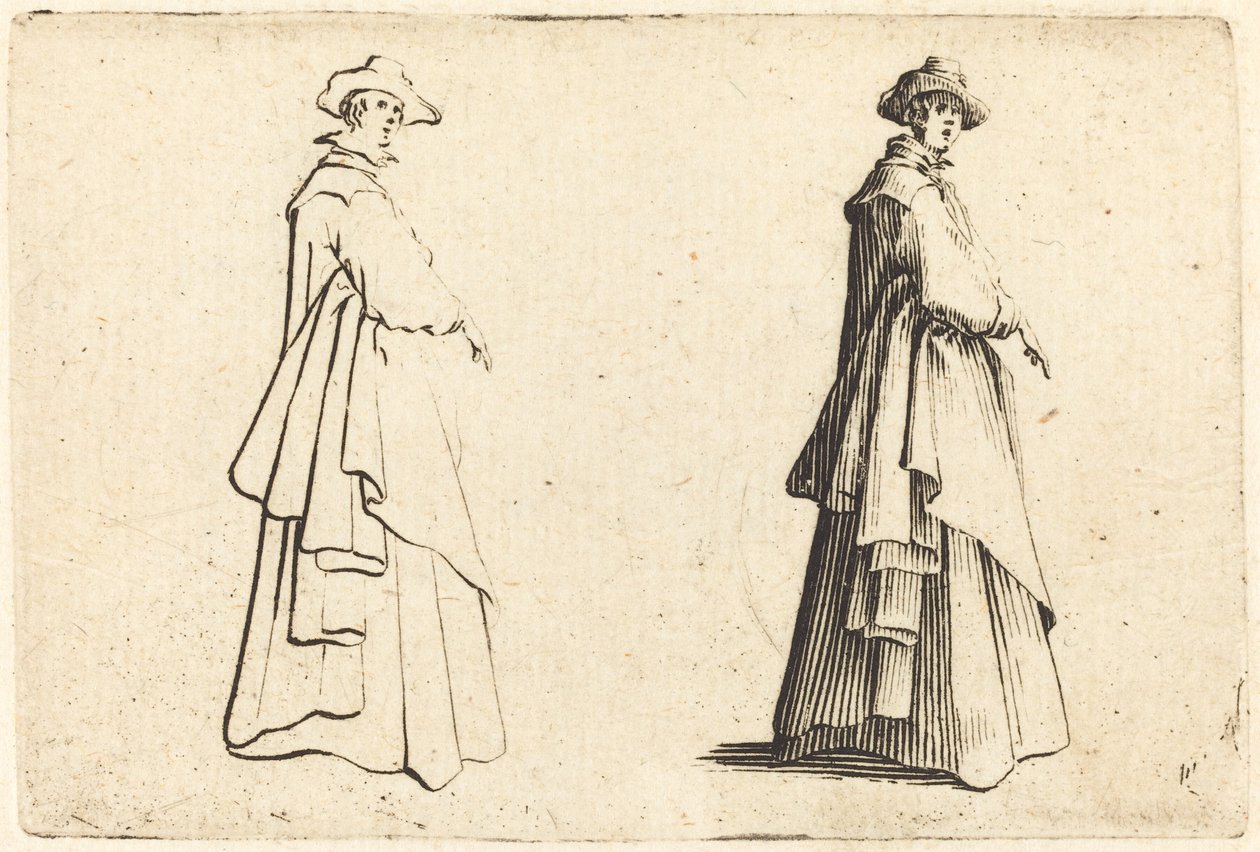 Hölgy nagykabátban alkotó: Jacques Callot