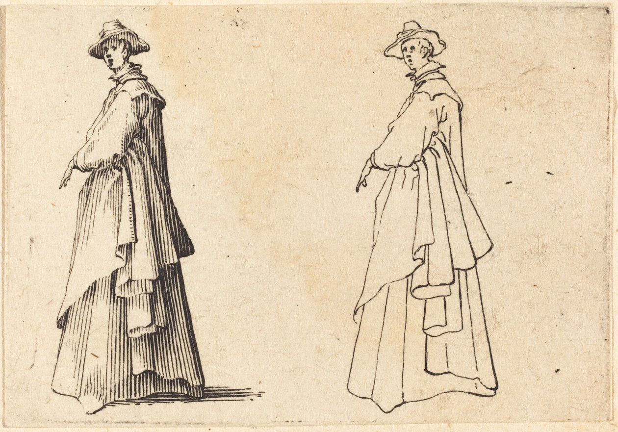 Hölgy nagykabátban alkotó: Jacques Callot