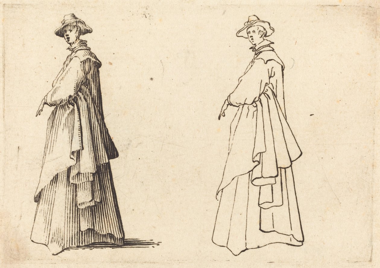 Hölgy nagykabátban alkotó: Jacques Callot