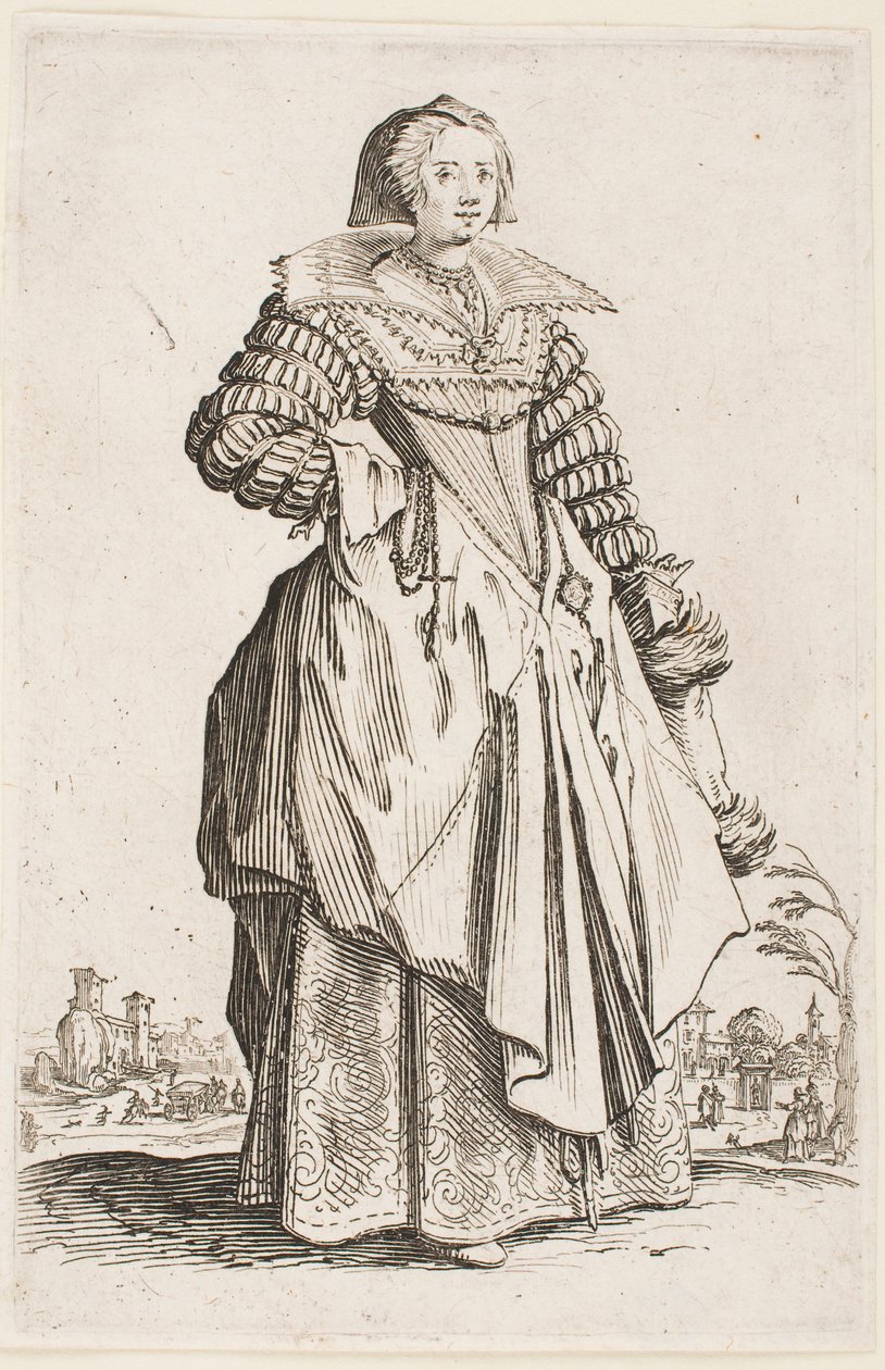 Hölgy széles gallérban, a „Lotharingiai nemesség” sorozatból alkotó: Jacques Callot
